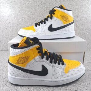 Jordan 1s Mid | Womens Sz 9 | University Gold, Perforated White